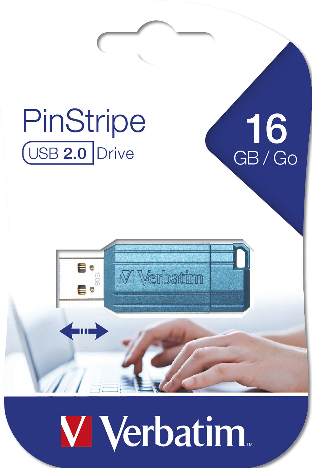 Verbatim PinStripe - USB Drive 16 GB - Caribbean Bluee
