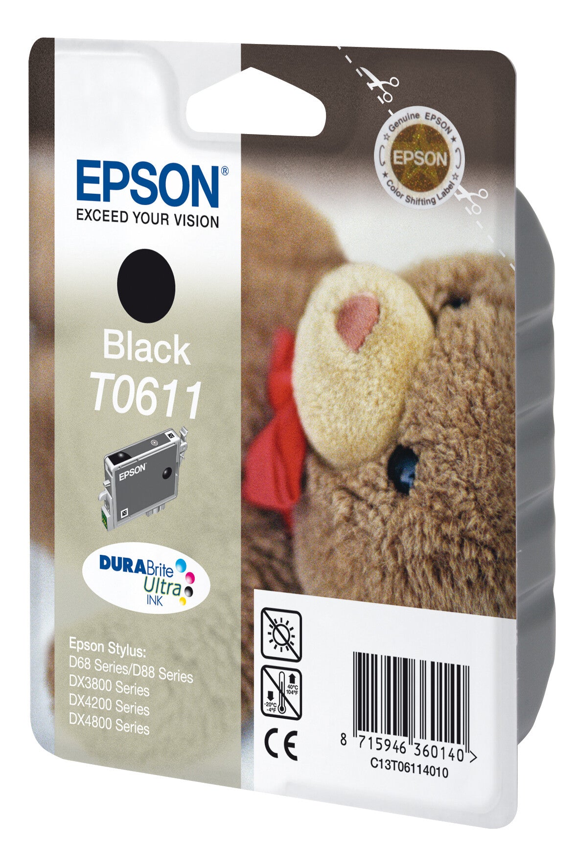 Epson Teddybear Singlepack Black T0611 DURABrite Ultra Ink