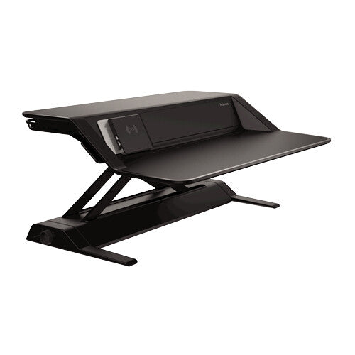 Fellowes Sit Stand Desk Riser - Lotus DX Height Adjustable Sit Stand Desk Converter with Cable Management & Antibacterial Protection - No Assembly Required - Max Weight 15.8KG - Black