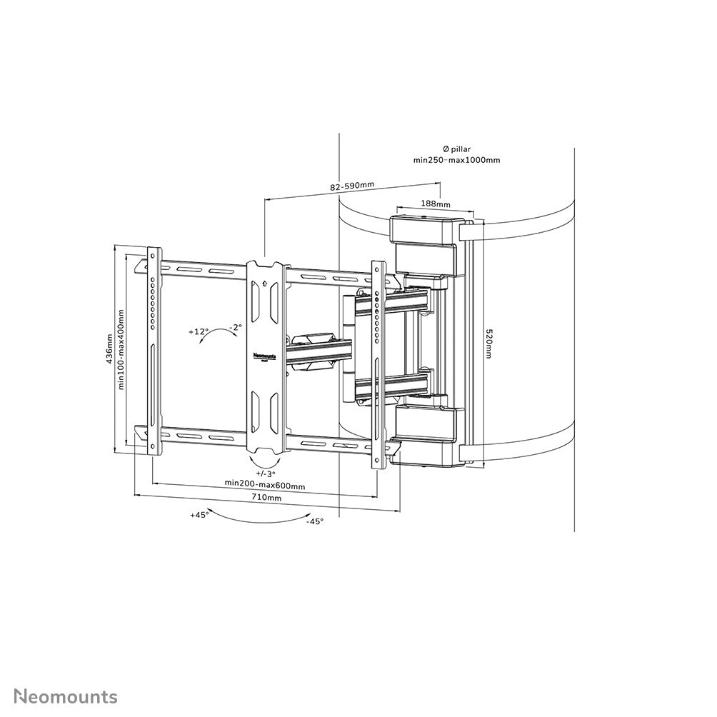 Neomounts WL40S-910BL16 TV pillar mount 40-70" - full motion - diam. 25-100 cm