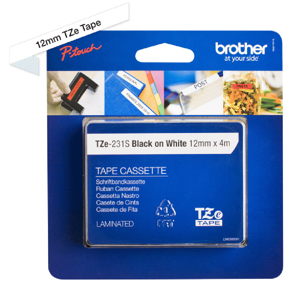 Brother TZE231S2 label-making tape Black on white TZe