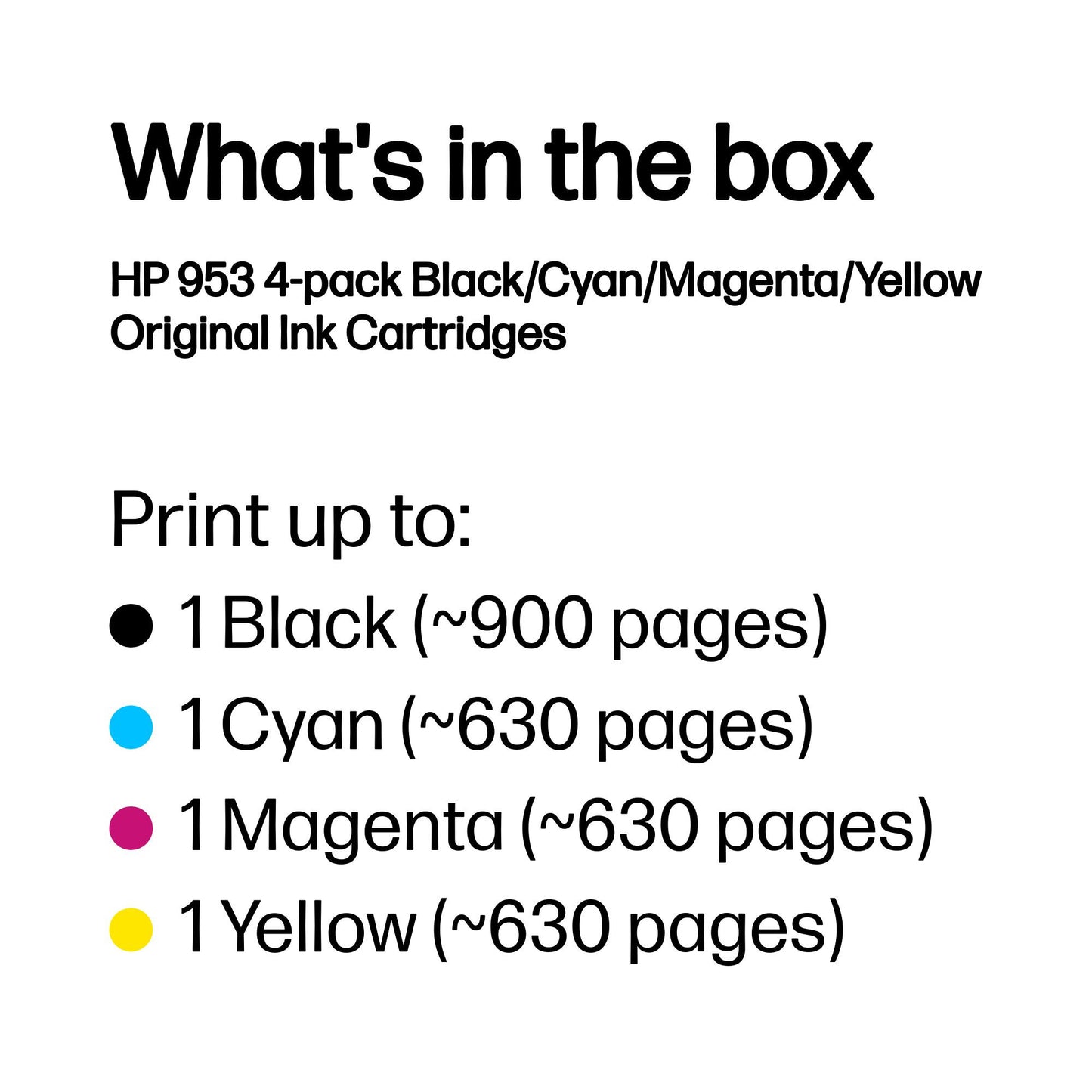 HP 953 4-pack Black/Cyan/Magenta/Yellow Original Ink Cartridges