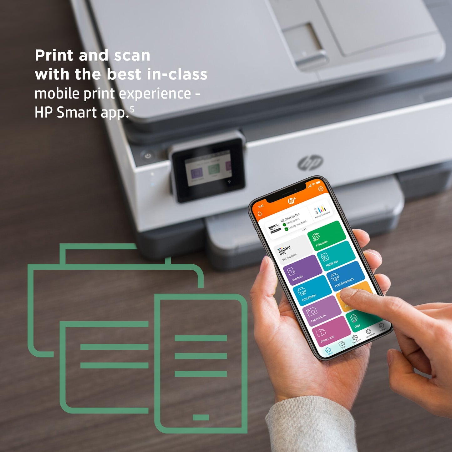 HP OfficeJet Pro 9012e Wireless All-in-One Color Printer, Instant Ink; Two-sided printing