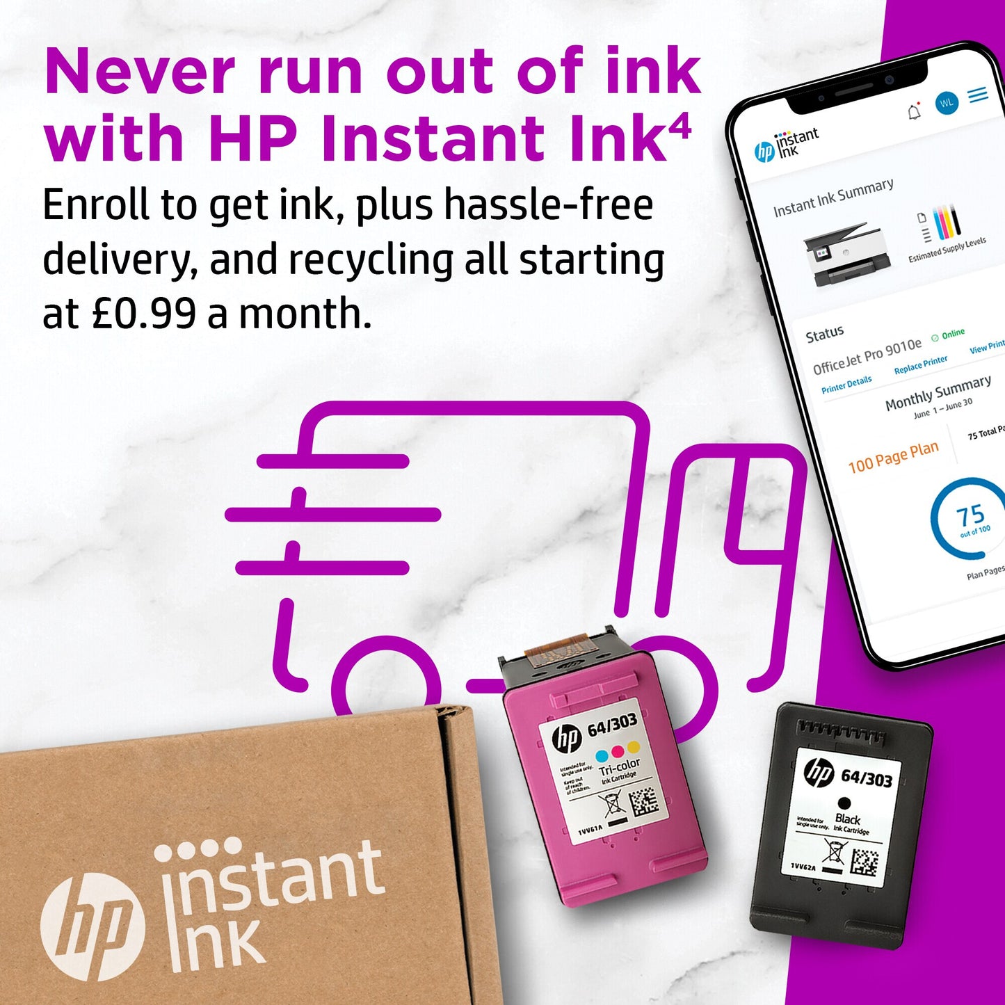 HP OfficeJet Pro 9010e Wireless All-in-One Color Printer, Instant Ink; Two-sided printing