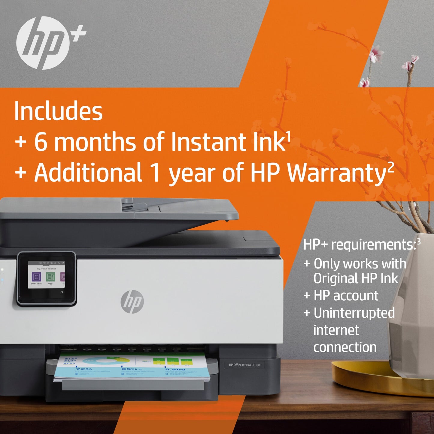 HP OfficeJet Pro 9010e Wireless All-in-One Color Printer, Instant Ink; Two-sided printing