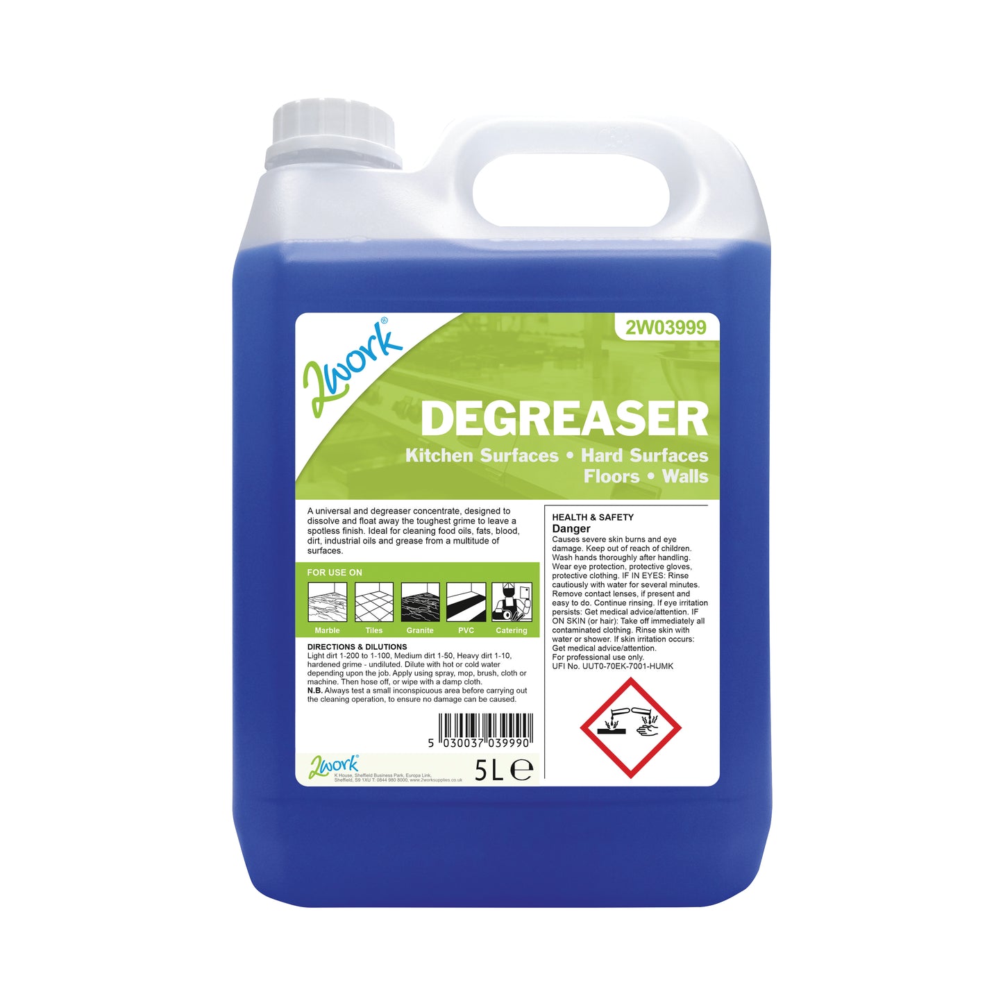 2Work Kitchen Cleaner and Degreaser 5 Litre 2W03999
