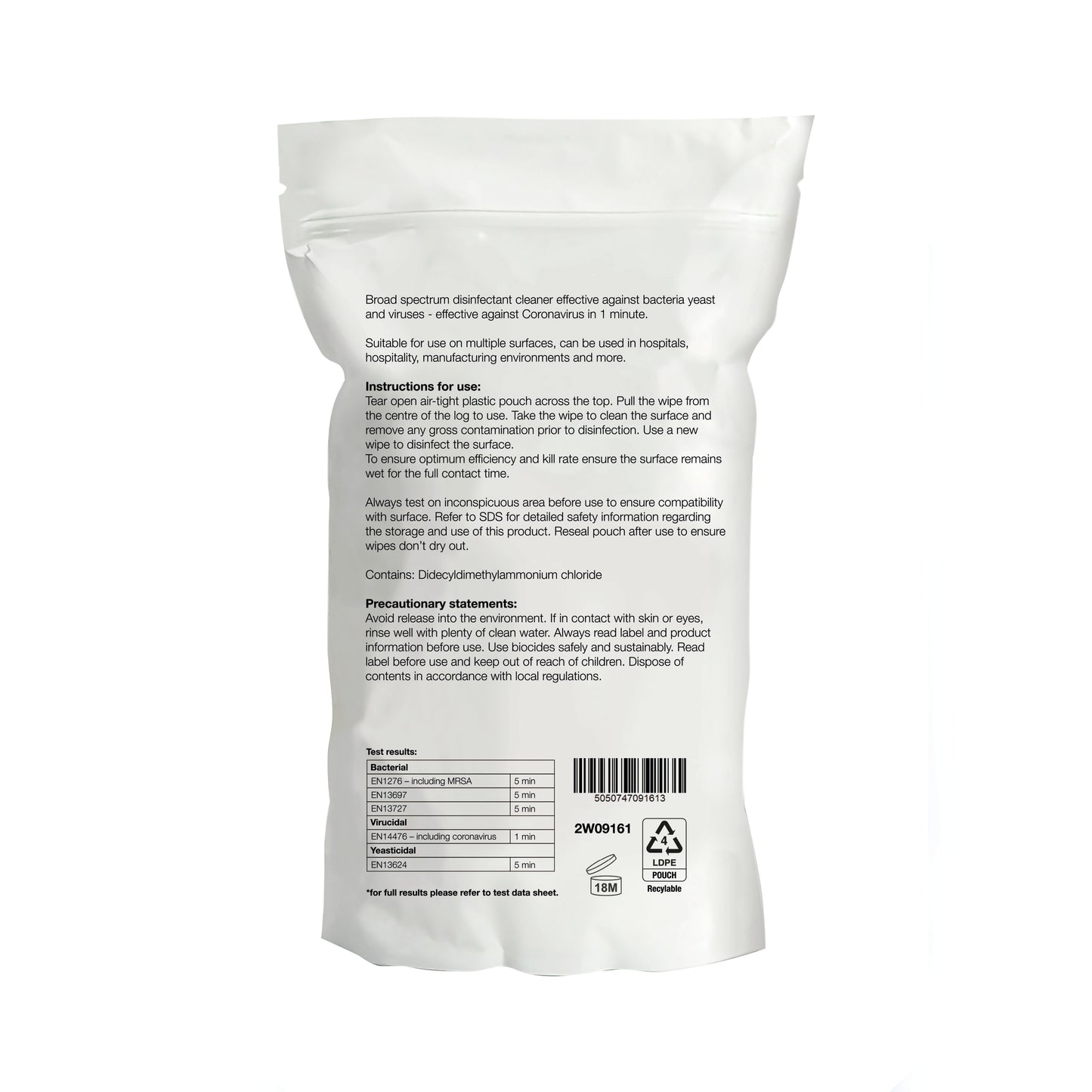 2Work Biodegradable Eucalyptus Hand/Surface Disinfectant Wipes (Pack of 100) 2W09161