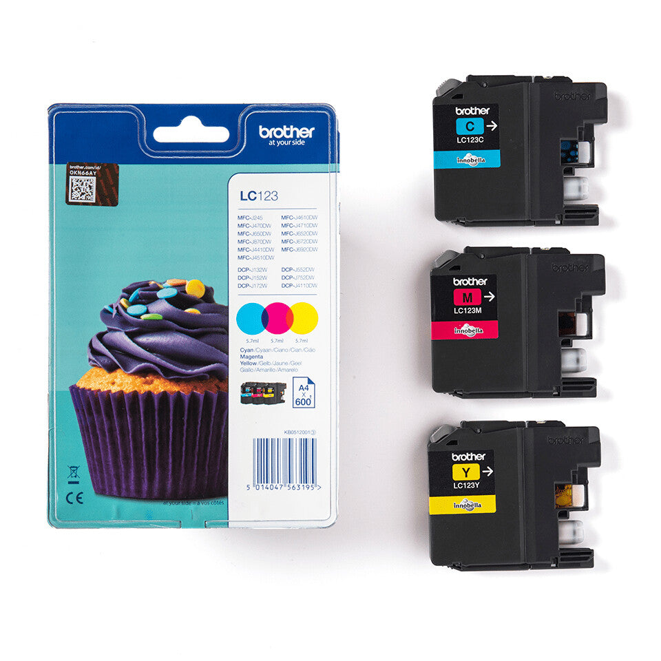 Brother LC123RBWBP ink cartridge 3 pc(s) Original Cyan, Magenta, Yellow
