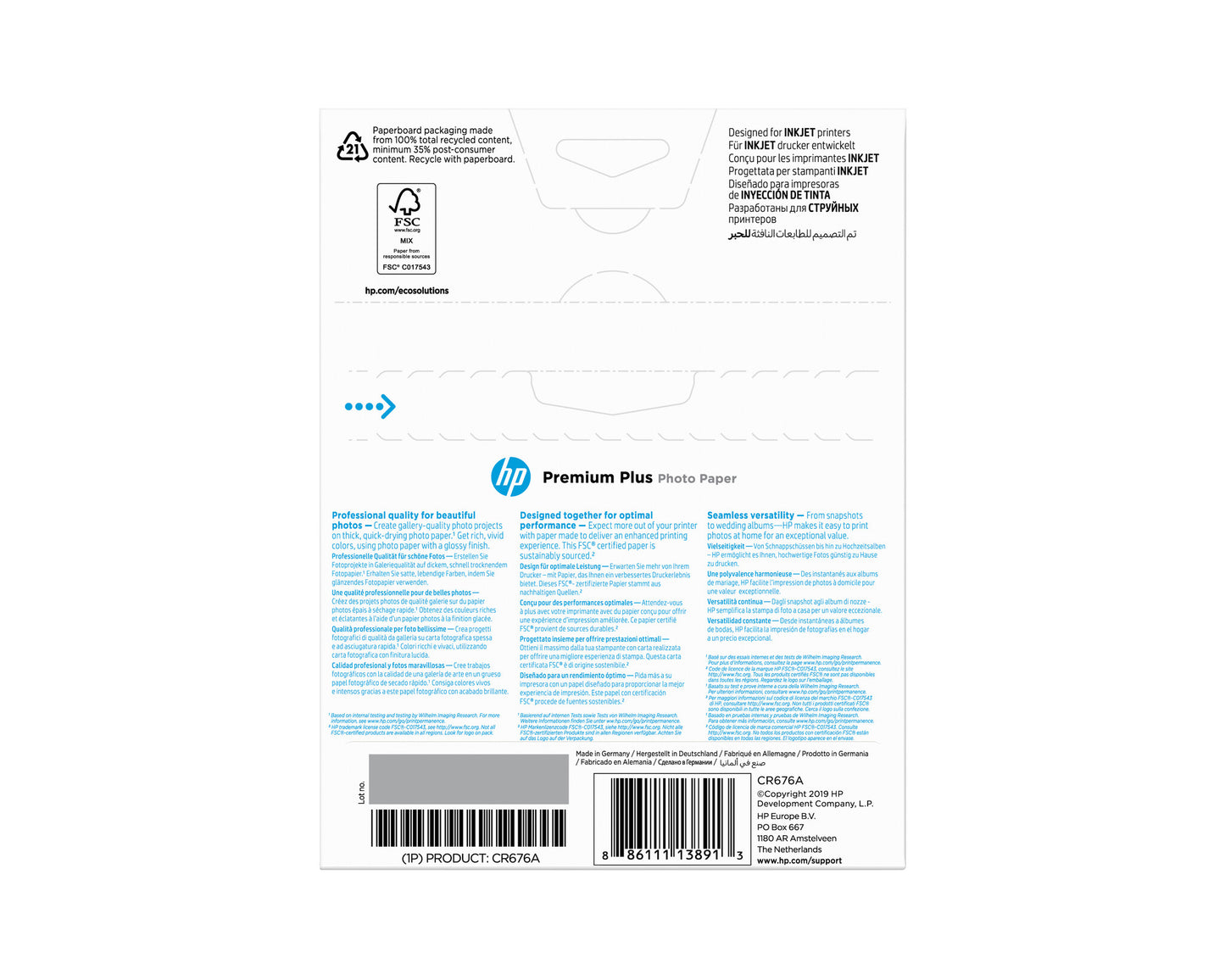 HP Premium Plus Glossy Photo Paper-20 sht/13 x 18 cm