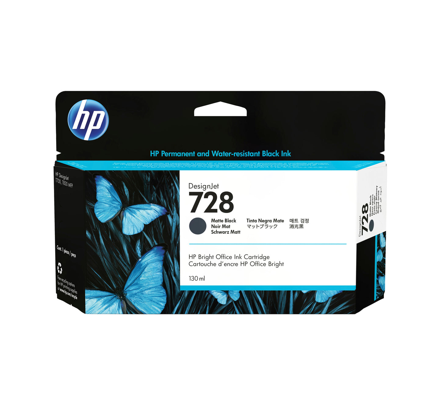 HP 728 130-ml Matte Black DesignJet Ink Cartridge