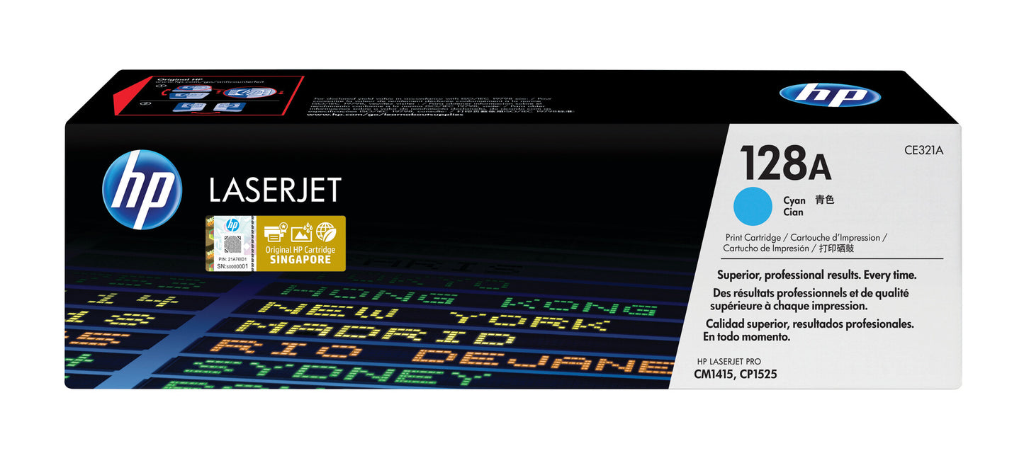 HP 128A Cyan Original LaserJet Toner Cartridge