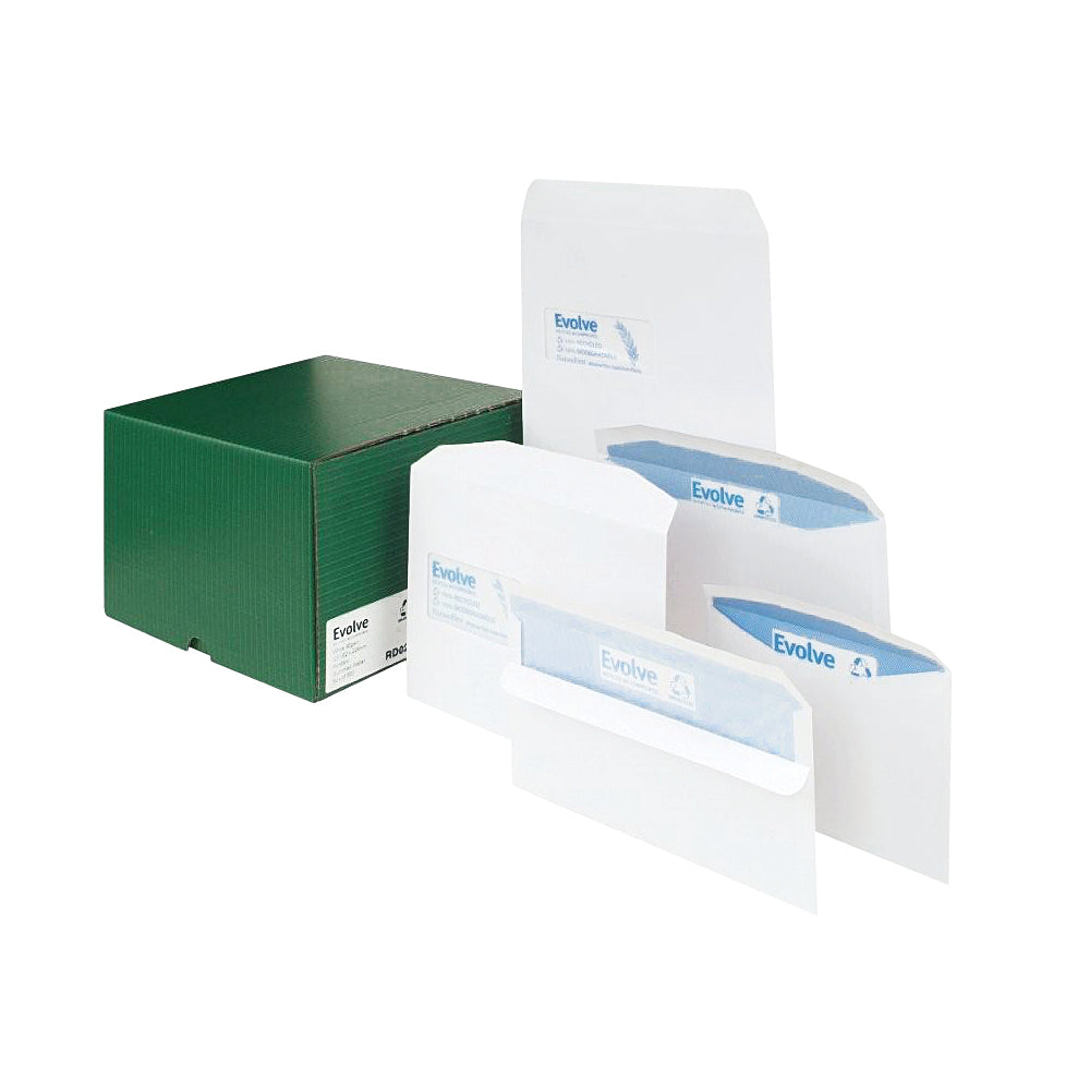 Evolve DL Envelope Recycled Wallet Self Seal 90gsm White (Pack of 1000) RD7882