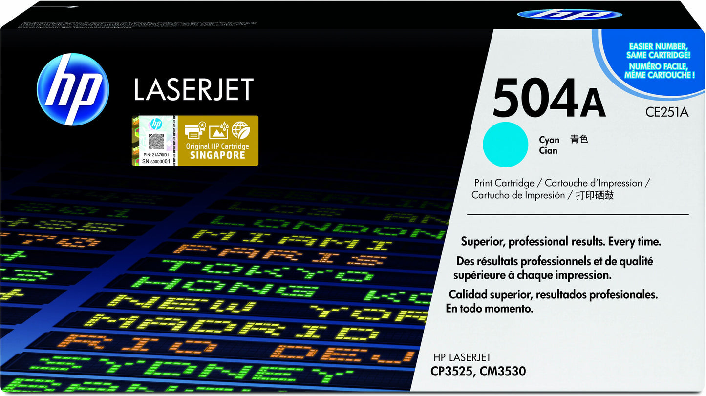 HP 504A Cyan Original LaserJet Toner Cartridge