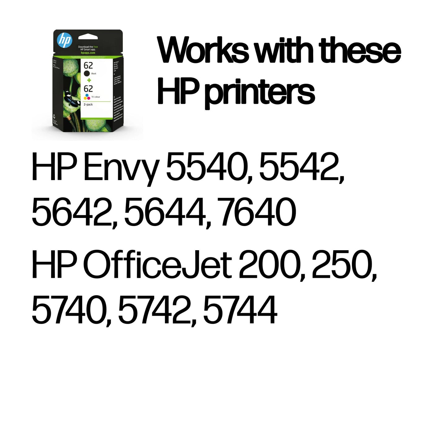 HP 62 2-pack Black/Tri-color Original Ink Cartridges