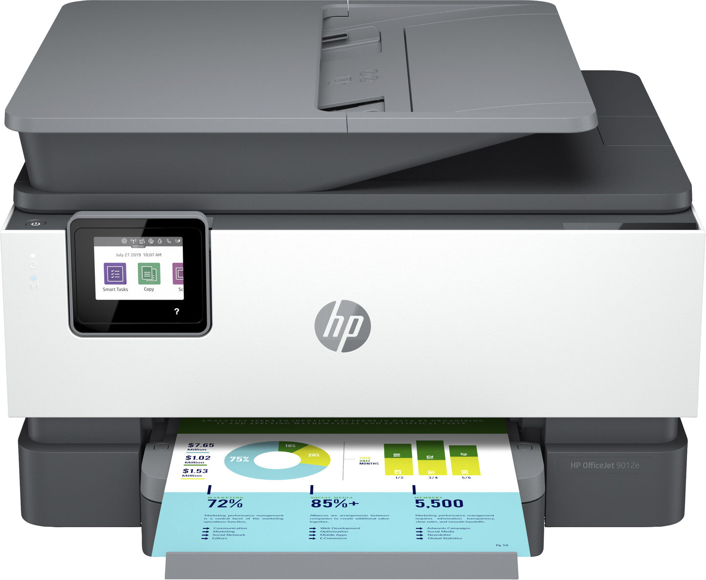 HP OfficeJet Pro 9012e Wireless All-in-One Color Printer, Instant Ink; Two-sided printing