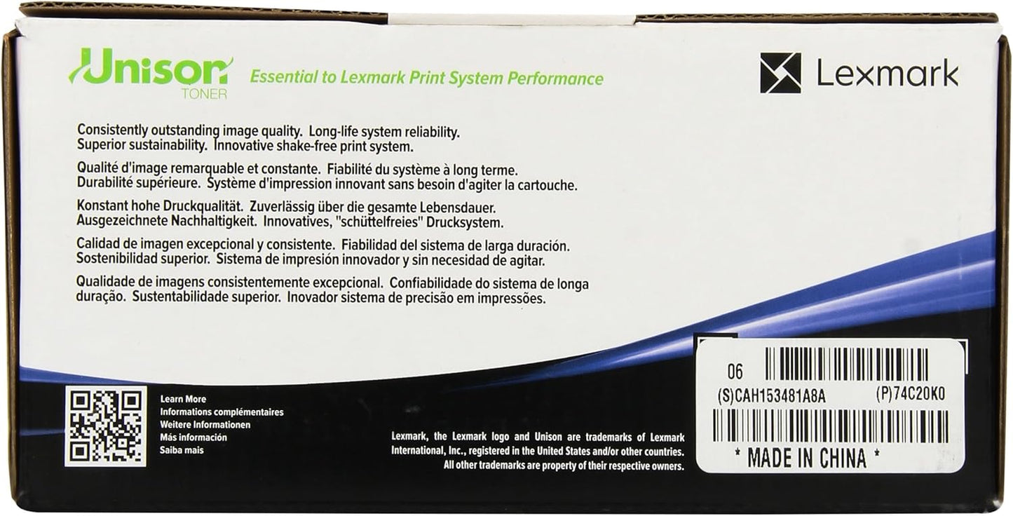 Lexmark 74C20K0 toner cartridge 1 pc(s) Original Black