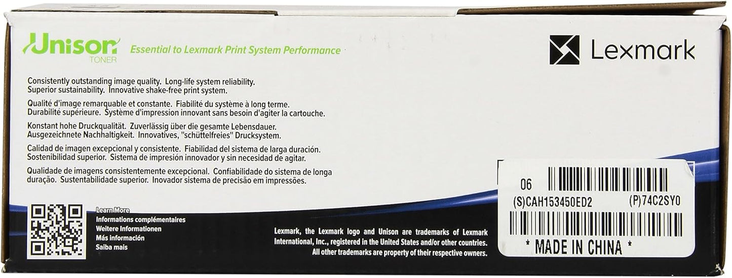 Lexmark 74C2SY0 toner cartridge 1 pc(s) Original Yellow