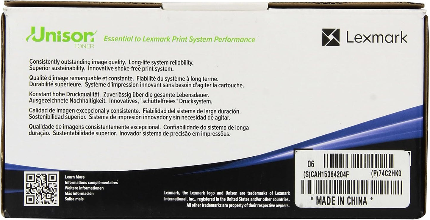 Lexmark 74C2HK0 toner cartridge 1 pc(s) Original Black