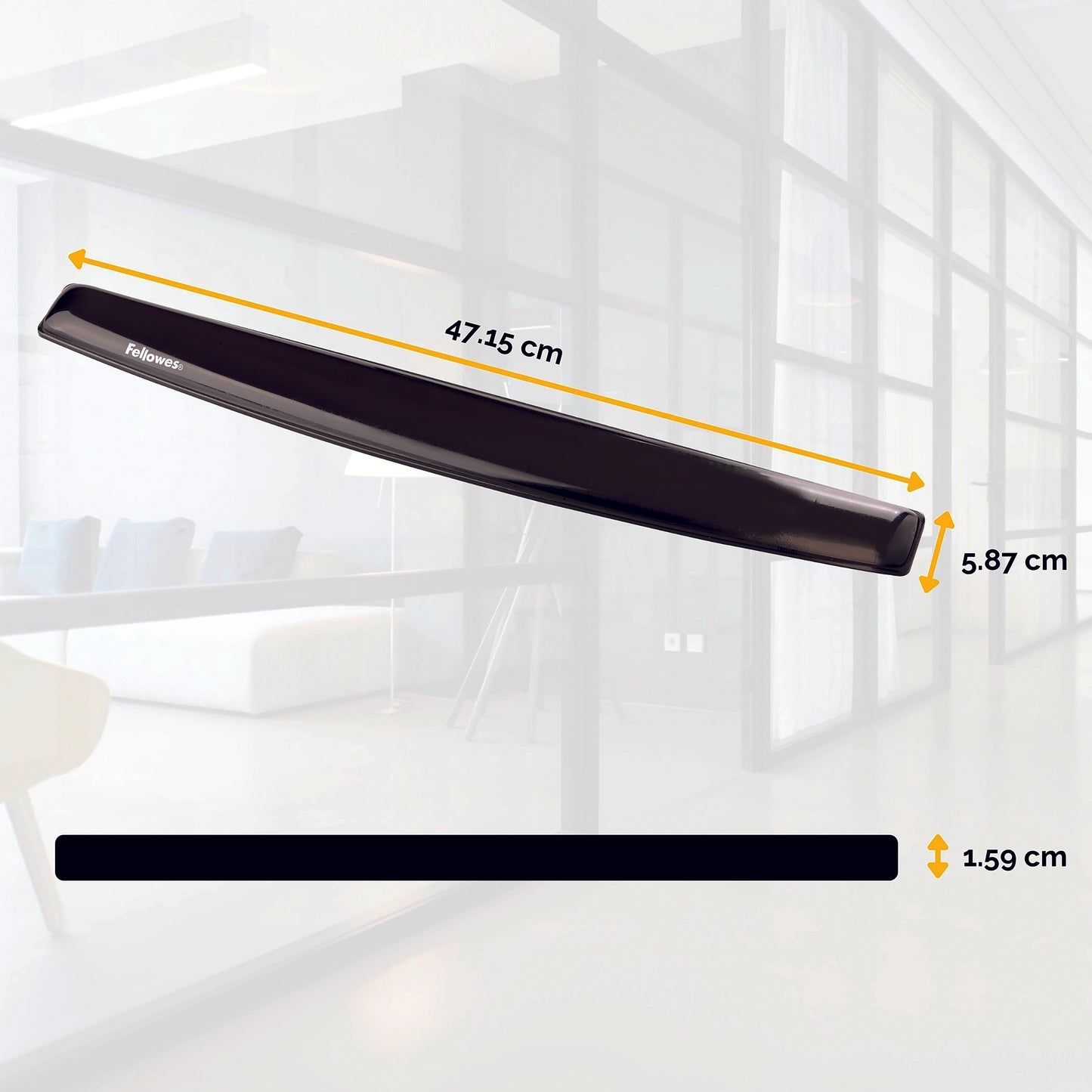 Fellowes Crystal Gel Keyboard Wristrest Black 9112201