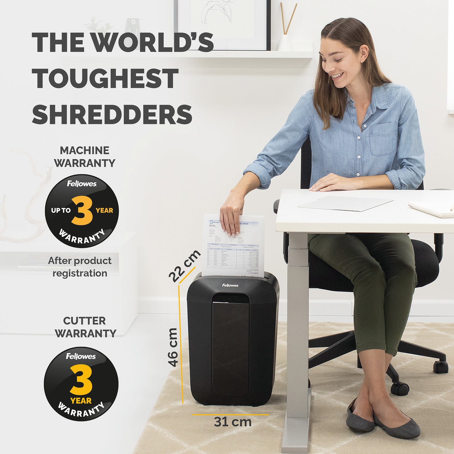 Fellowes LX Series Powershred LX70 Cross-Cut (P-4) Shredder – with Safety Lock