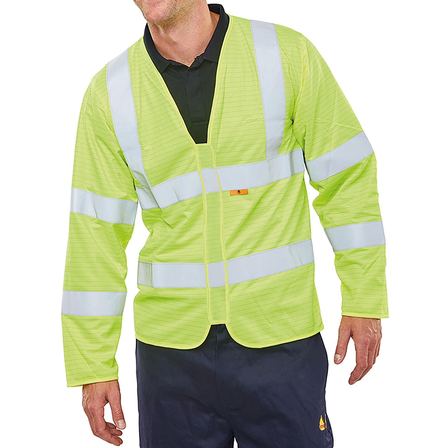 Beeswift Fire Retardant High Visibility Long Sleeve Jerkin Saturn Yellow 2XL