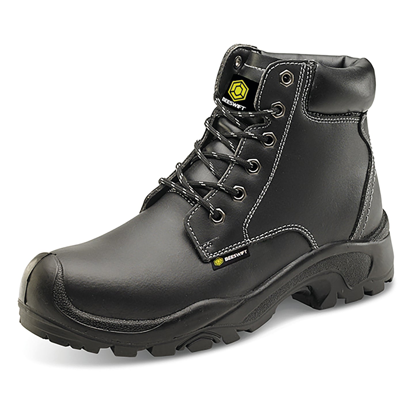 Beeswift 6 Eyelet PU Rubber S3 Steel Top Cap Safety Boots 1 Pair Black 04