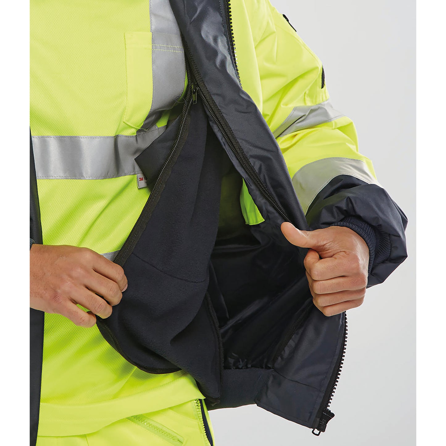 Beeswift Europa High Visibility Bomber Jacket Saturn Yellow/Navy Blue 3XL