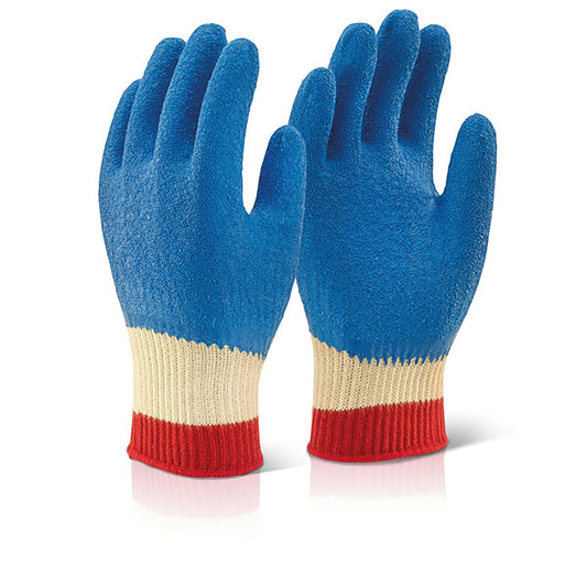 Beeswift Reinforced Latex Gloves Full Cuff (Pack of 10) Blue L