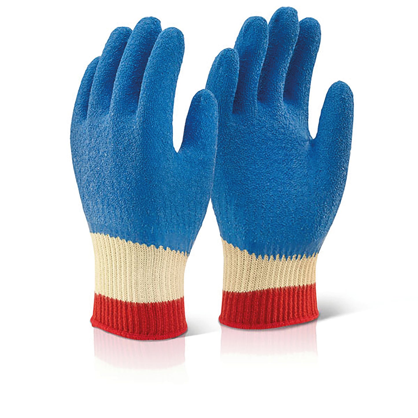 Beeswift Reinforced Latex Gloves Full Cuff (Pack of 10) Blue S