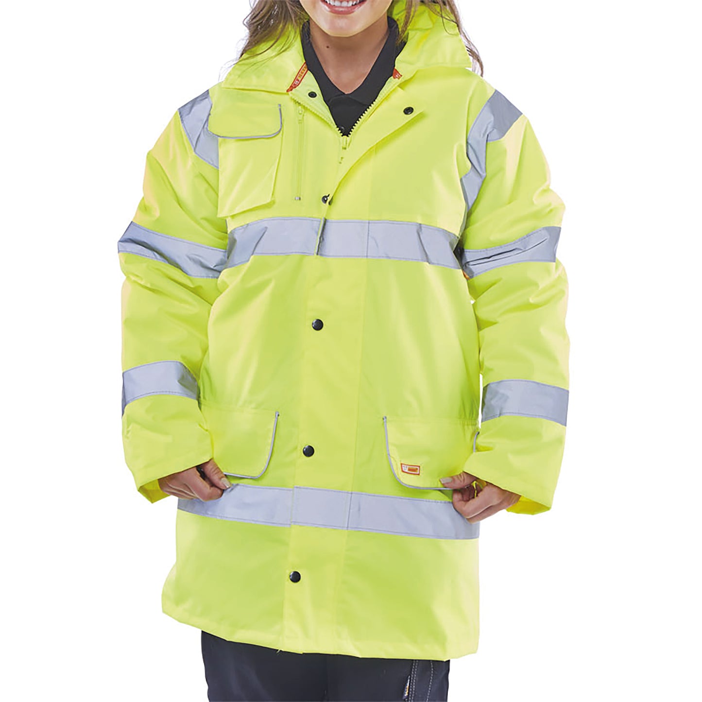 Beeswift Fleece Lined High Visibility Traffic Jacket Saturn Yellow 5XL