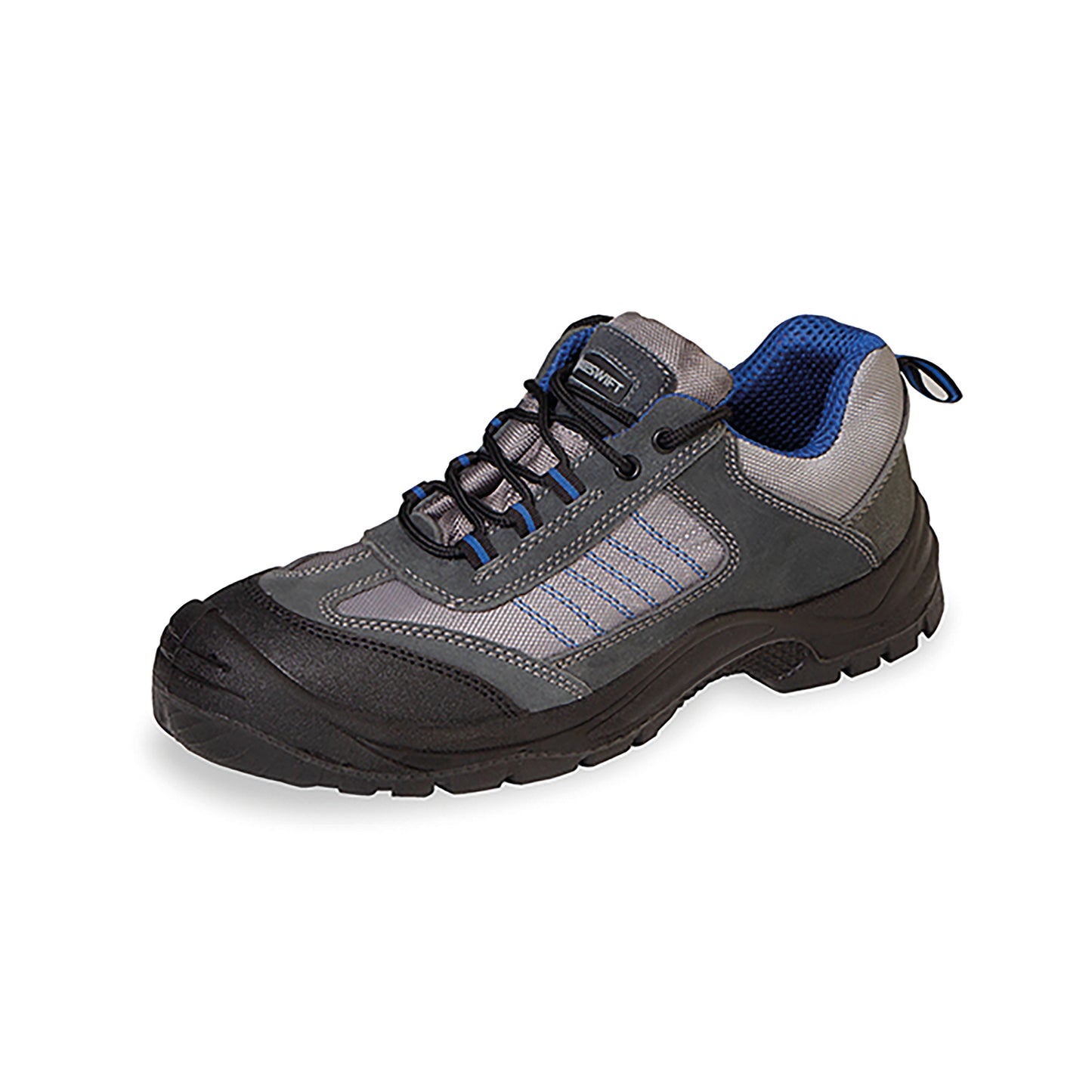 Mesh Contrast Dual Density PU S1 Active Lace Up Trainer Shoe 1 Pair Black/Blue 09