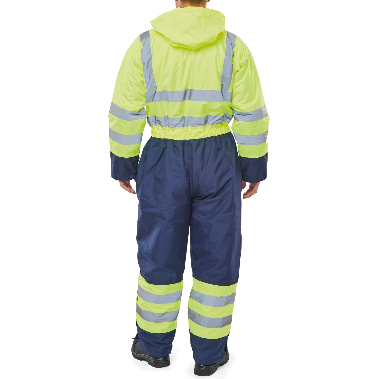 Beeswift Two Tone Hi Visibility Thermal Waterproof Coverall Saturn Yellow/Navy Blue 3XL