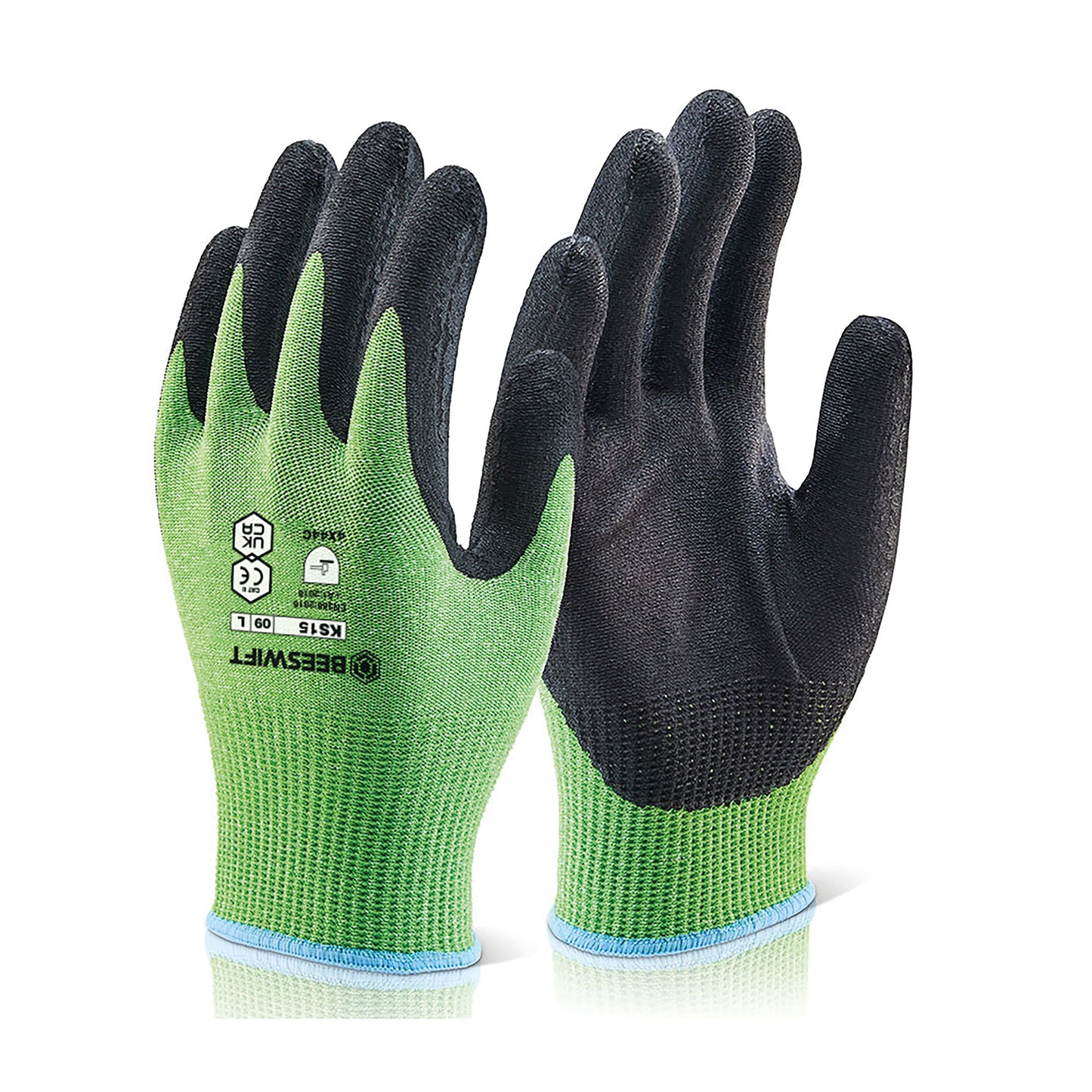 Beeswift Kutstop Micro Foam Nitrile Gloves 1 Pair Green XL