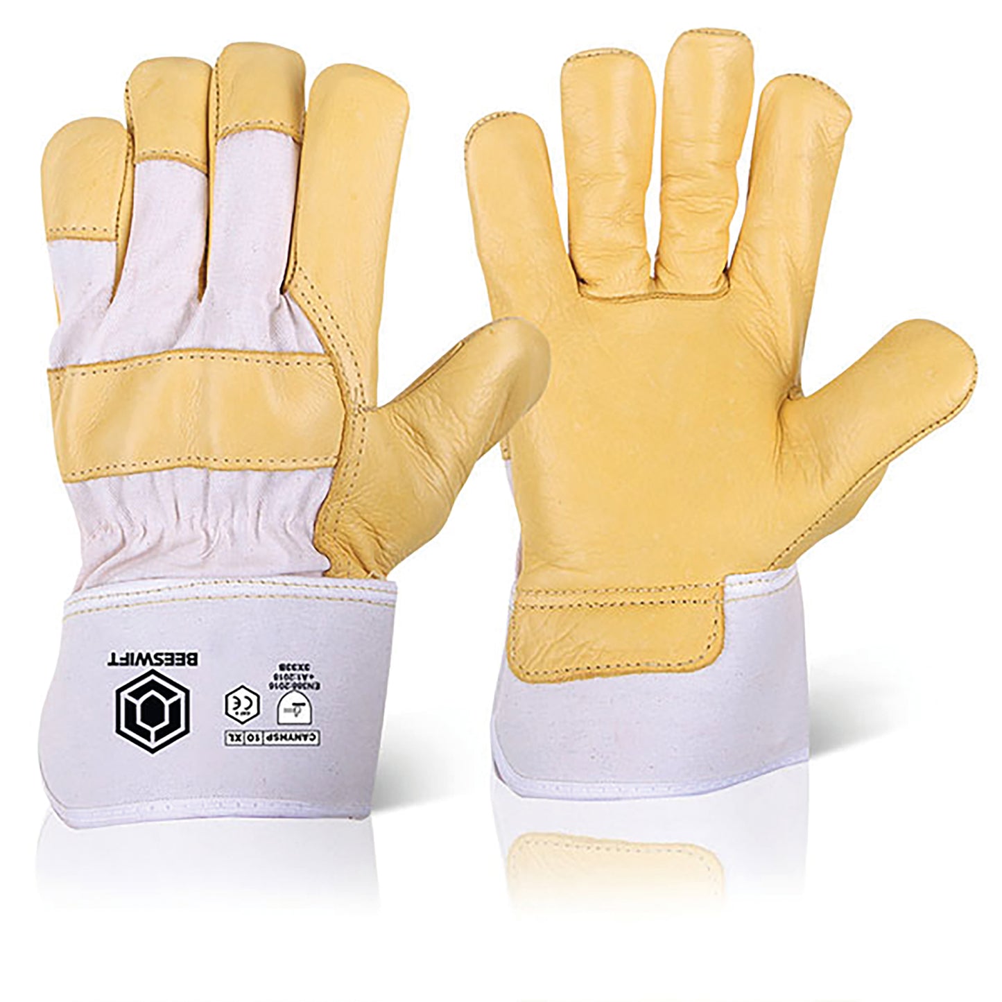 Beeswift Canadian Yellow Hide Rigger Gloves (Pack of 10) Yellow