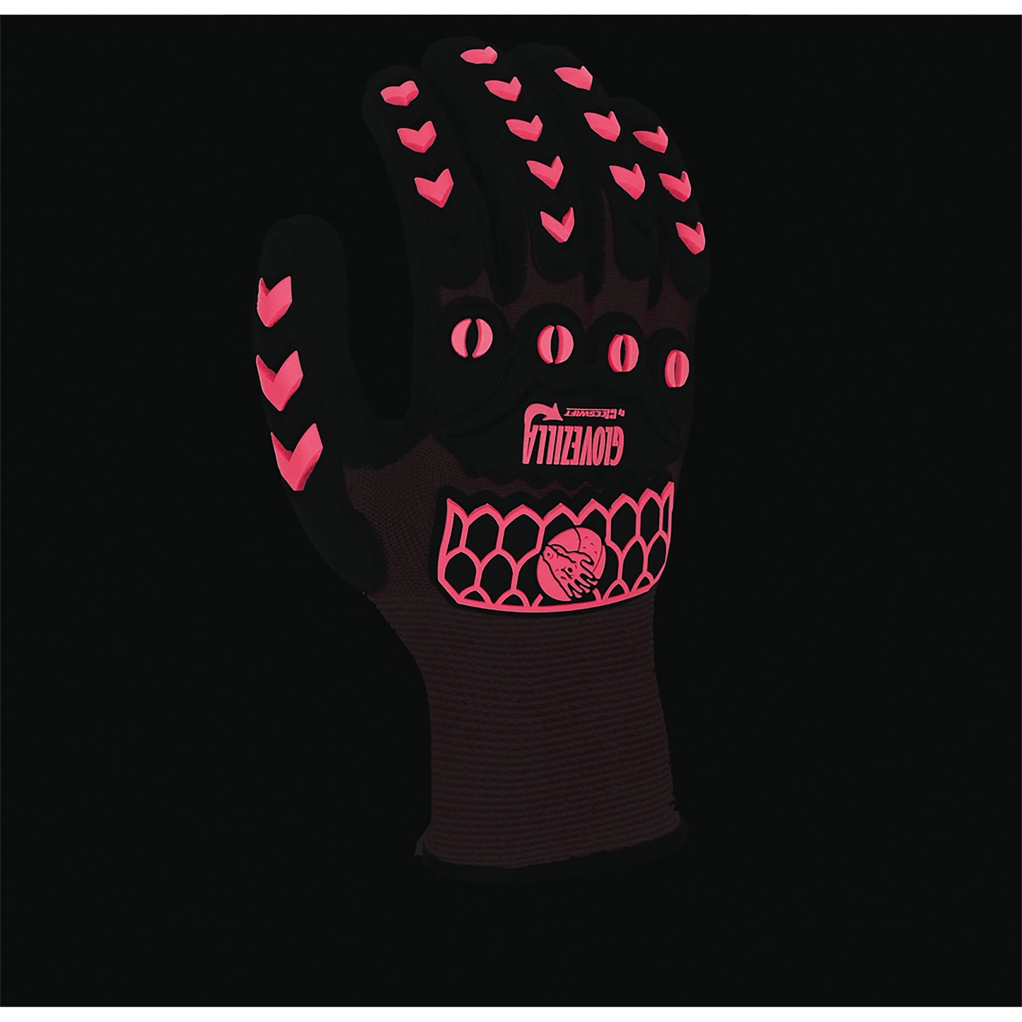 Beeswift Glovezilla Glow In The Dark GID Foam Nitrile Gloves 1 Pair Pink 2XL