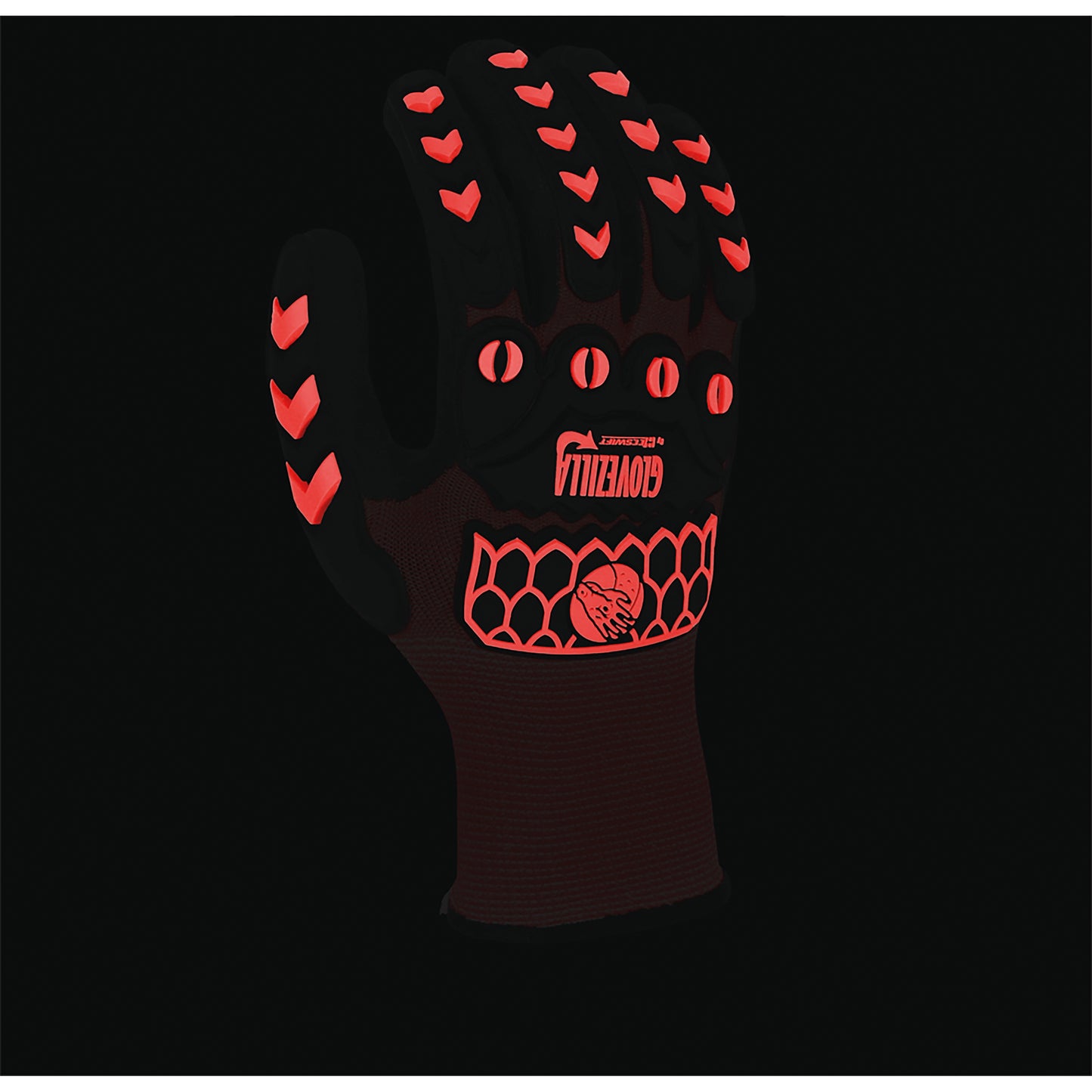 Beeswift Glovezilla Glow In The Dark GID Foam Nitrile Gloves 1 Pair Red 2XL