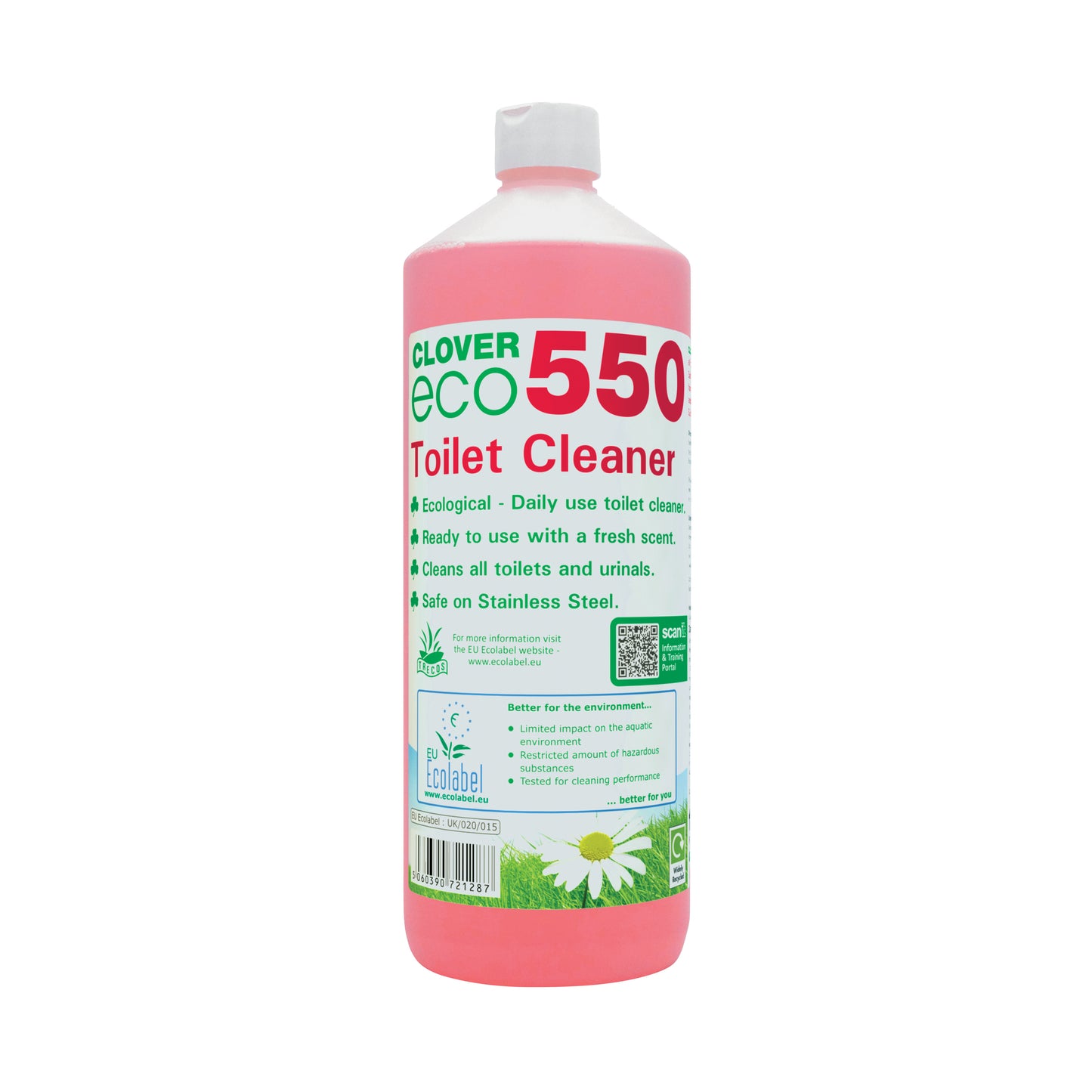 Clover ECO 550 Toilet Cleaner 1 Litre (Pack of 12) 550