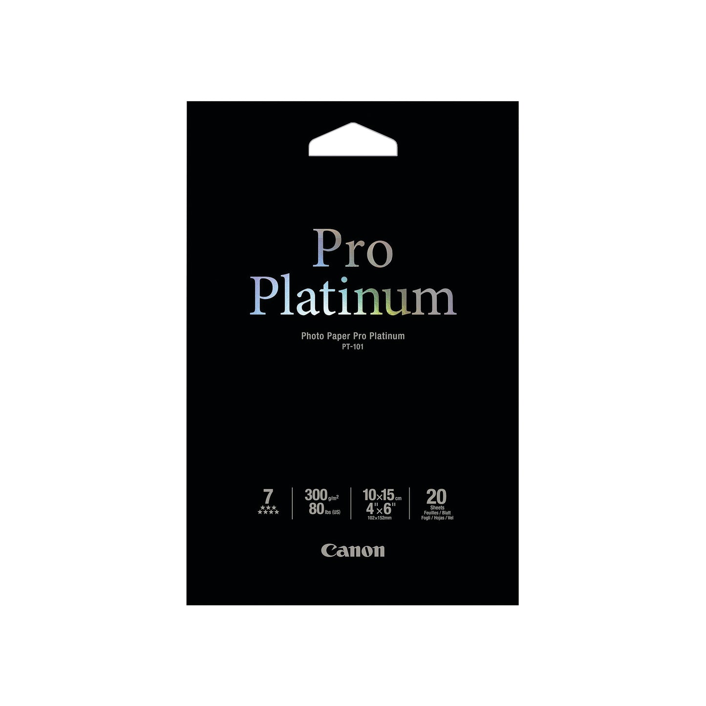 Canon PT-101 Pro Platinum Photo Paper 4x6" - 20 Sheets