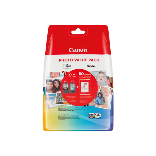 Canon PG-540L/CL-541XL Inkjet Cartridge + Glossy Photo Paper Photo Value Pack Black/Colour 5224B012