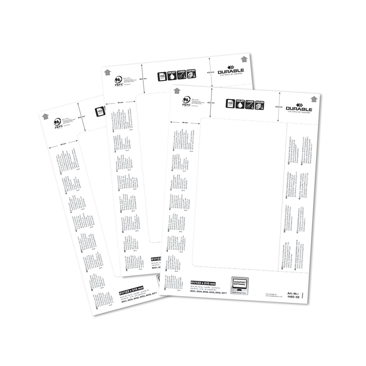 Durable Badgemaker Insert Sheets 61/122x210mm 150gsm White (Pack of 20) 146002