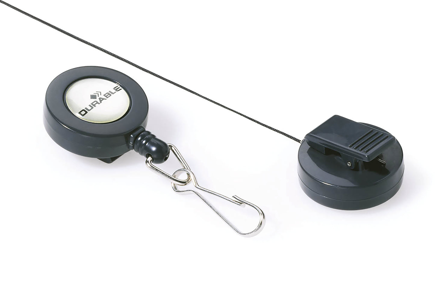 Durable Badge Reel with Spring Snap Fastener Charcoal (Pack of 10) 8221/58