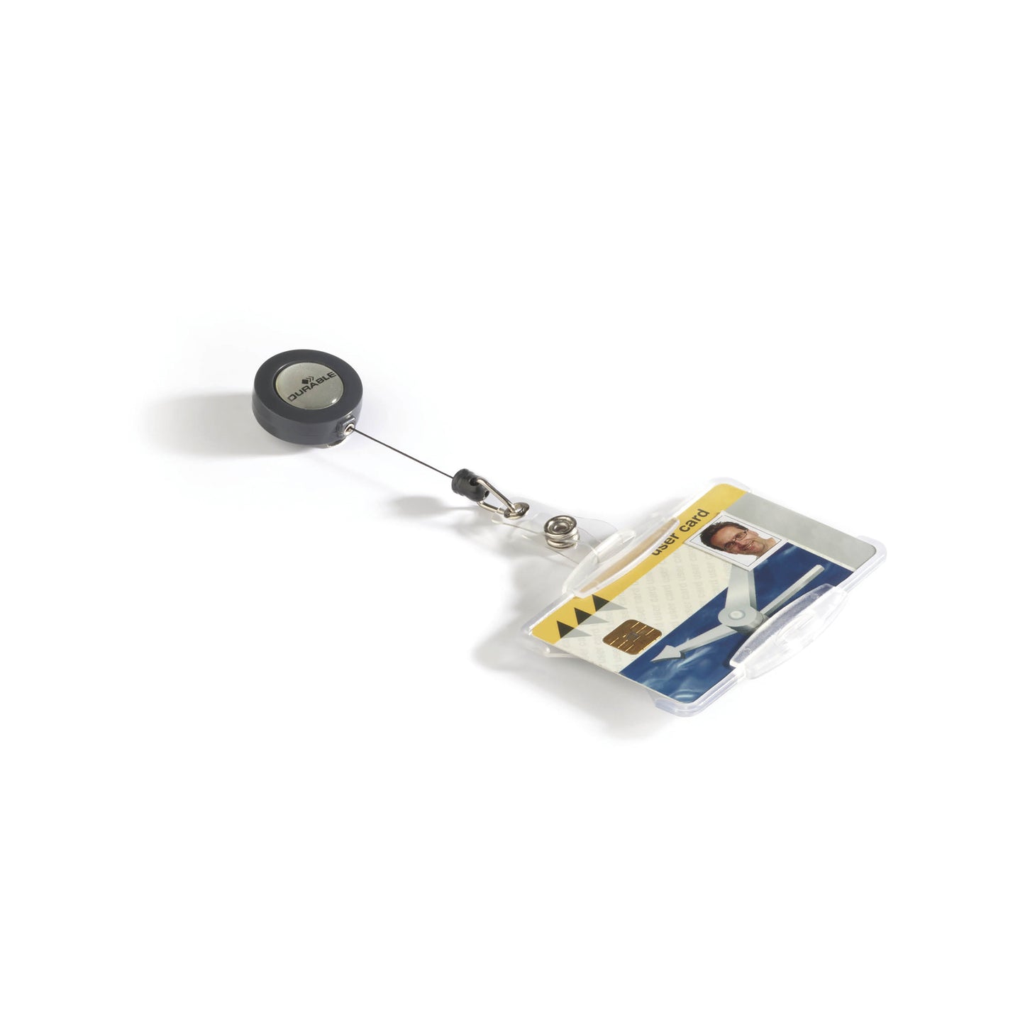 Durable Security Pass Holder with Badge Reel 54x85mm Clear (Pack of 10) 801119