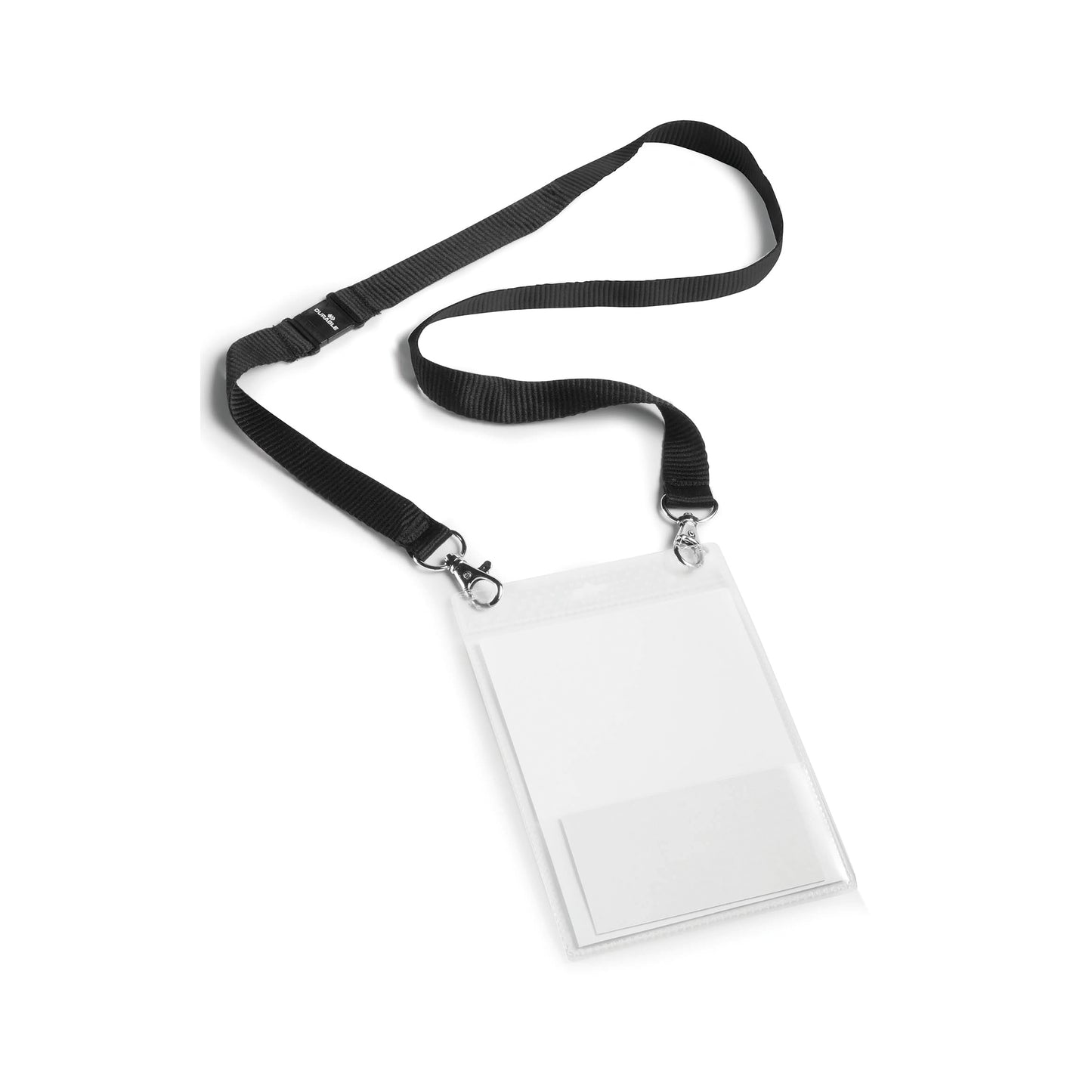Durable A6 Name Badge with Black Textile Lanyard (Pack of 10) 852501