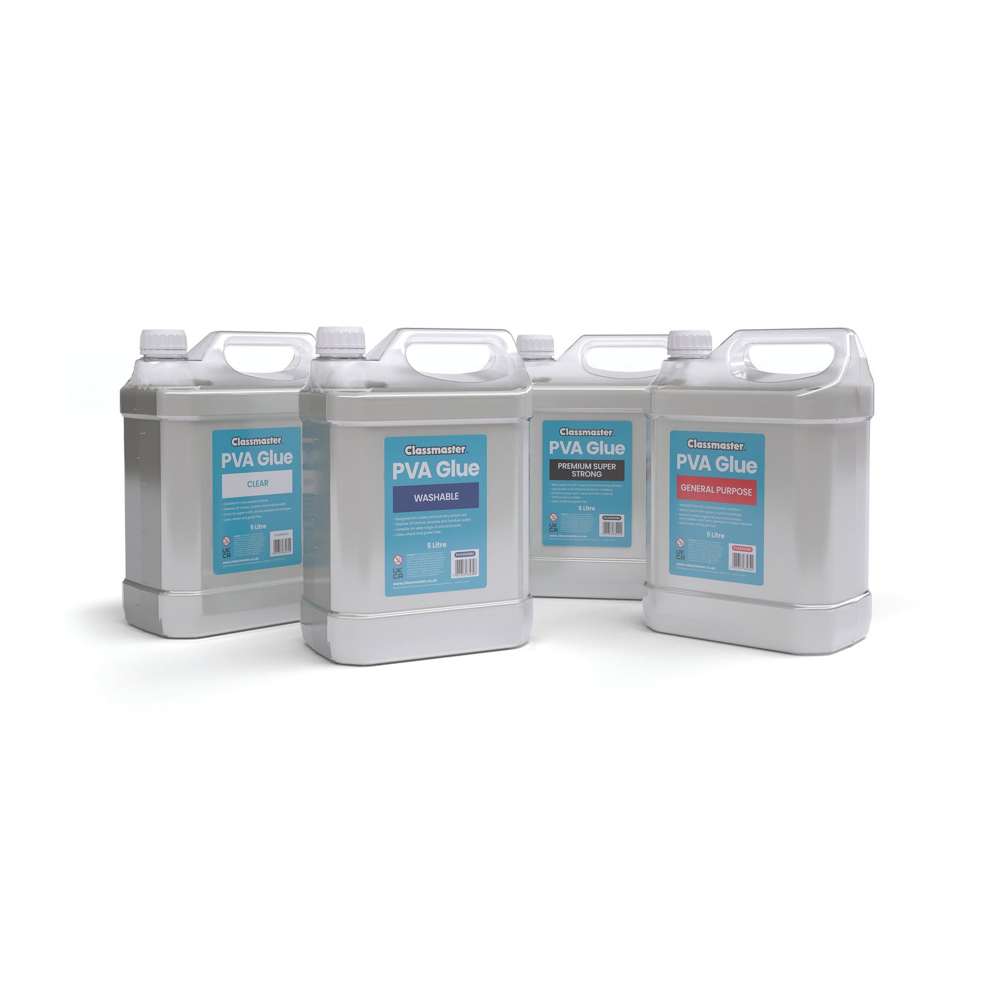 Classmaster White Washable Red Label PVA Glue 5L Bottle with Screw Cap PVA5000RD