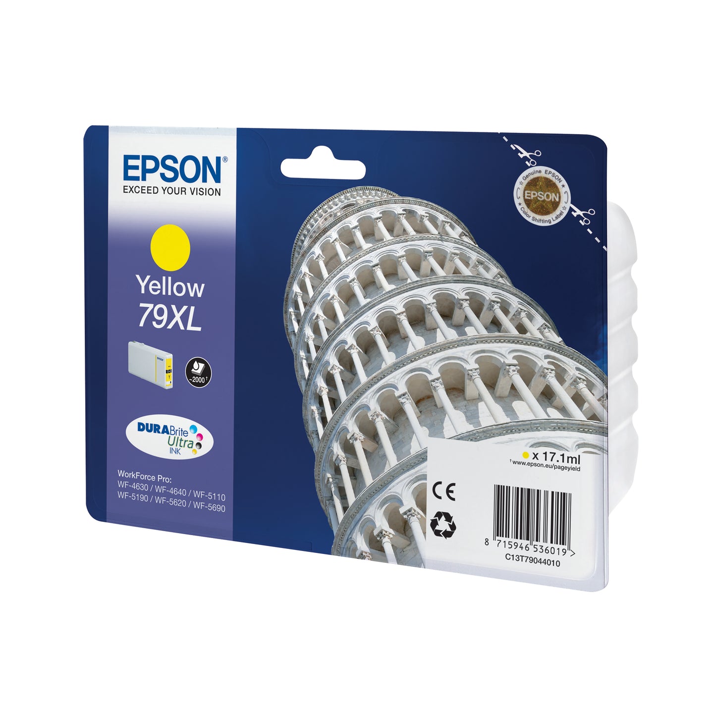 Epson 79XL Ink Cartridge DURABrite Ultra Ink High Yield Tower of Pisa Yellow C13T79044010