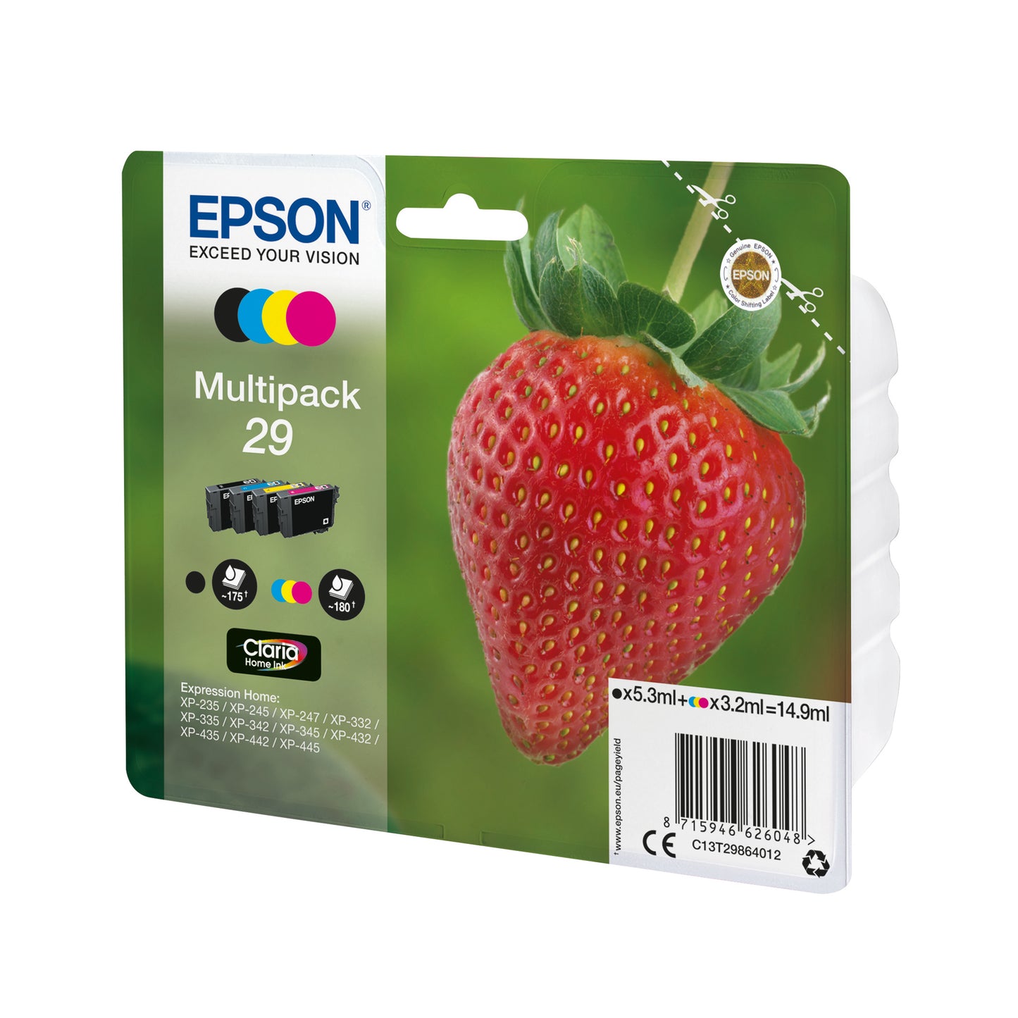 Epson 29 Home Ink Cartridge Claria Multipack Strawberry CMYK C13T29864012