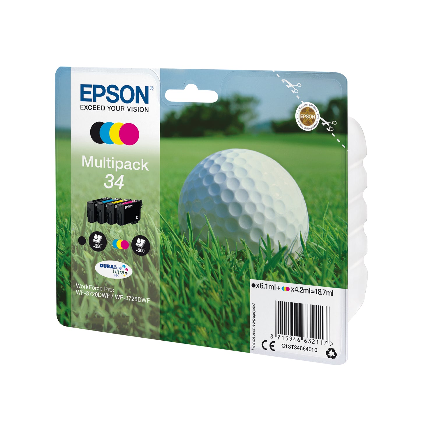 Epson 34 Ink Cartridge DURABrite Ultra Multipack Golf Ball CMYK C13T34664010