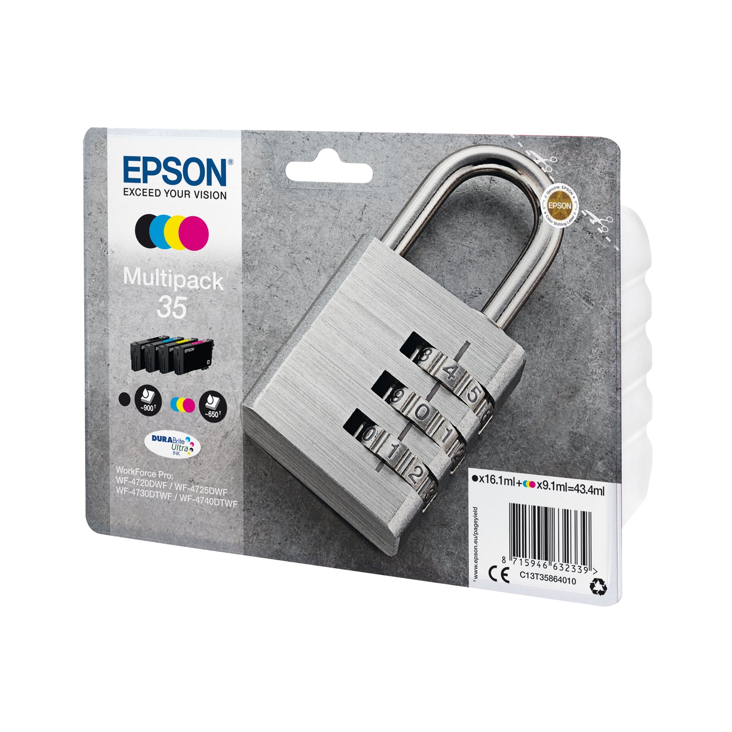 Epson 35 Ink Cartridge DURABrite Ultra Multipack Padlock CMYK C13T35864010