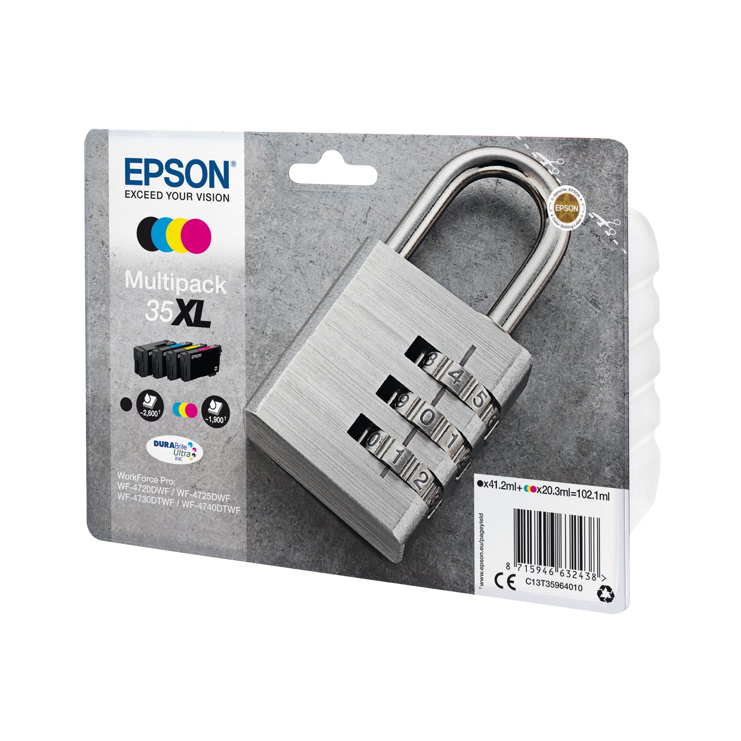 Epson 35XL Ink Cartridge DURABrite Ultra High Yield Multipack Padlock CMYK C13T35964010