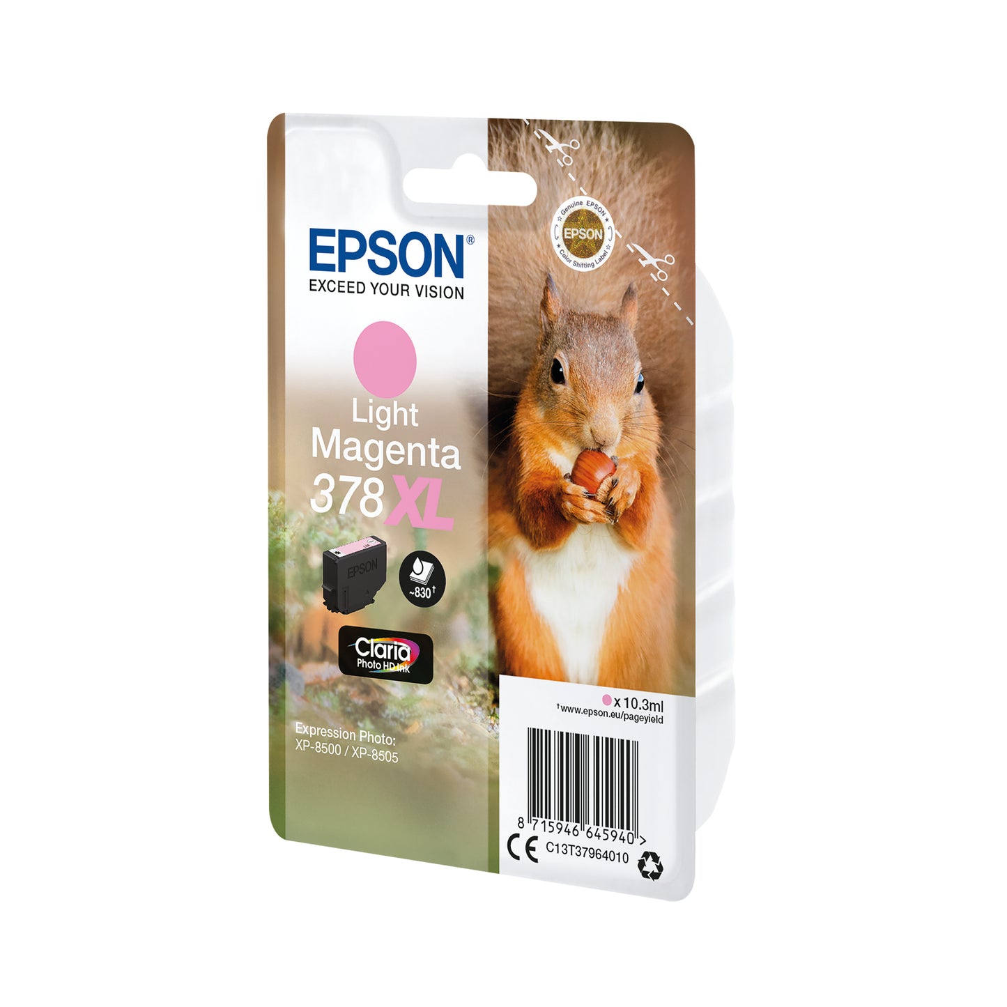 Epson 378XL Ink Cartridge Claria Photo HD High Yield Squirrel Light Magenta C13T37964010